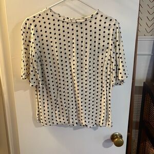 A new day | Polka Dot Short Sleeve Blouse with Button Keyhole